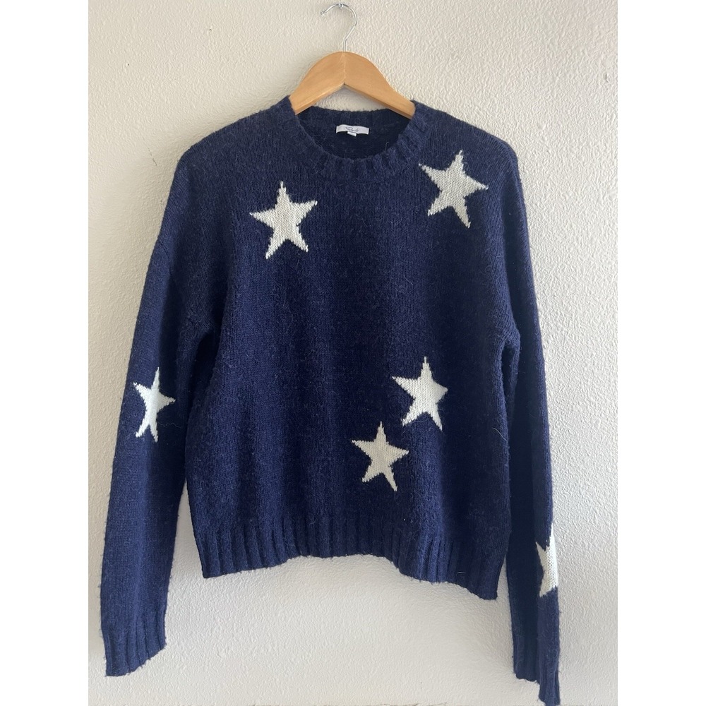 Rails Perci Navy White Star Alpaca Blend Sweater Size S Preppy Casual Celestial